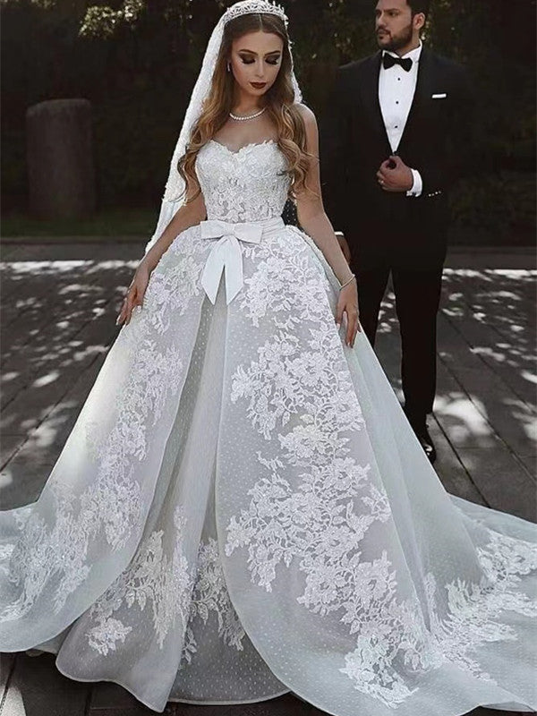 A-line Sweetheart Wedding Dresses, Luxury Lace Ball Bridal Gonws, Newest Quality Wedding Gowns