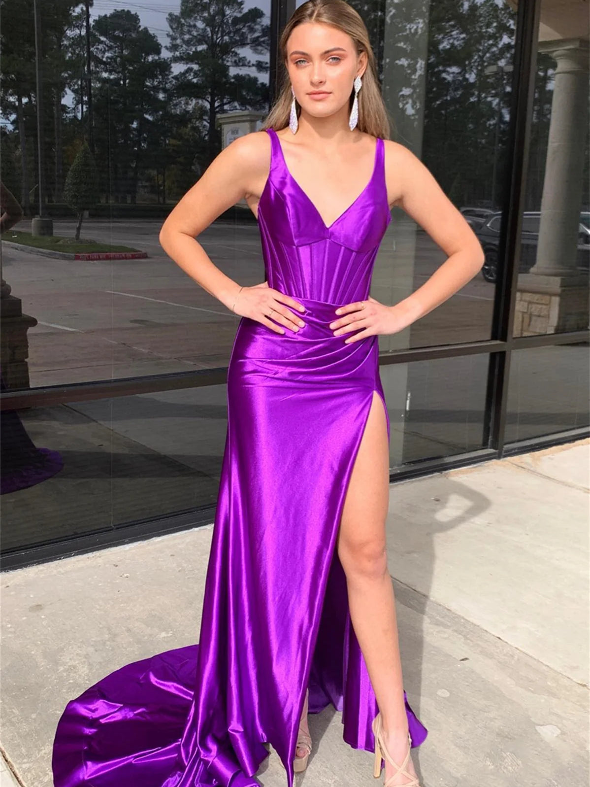 V-neck High Side Slit Sexy Prom Dresses, Purple Prom Dresses, Newest P – Berryera V-neck High Side Slit Sexy Prom Dresses, Purple Prom Dresses, Newest P – Berryera