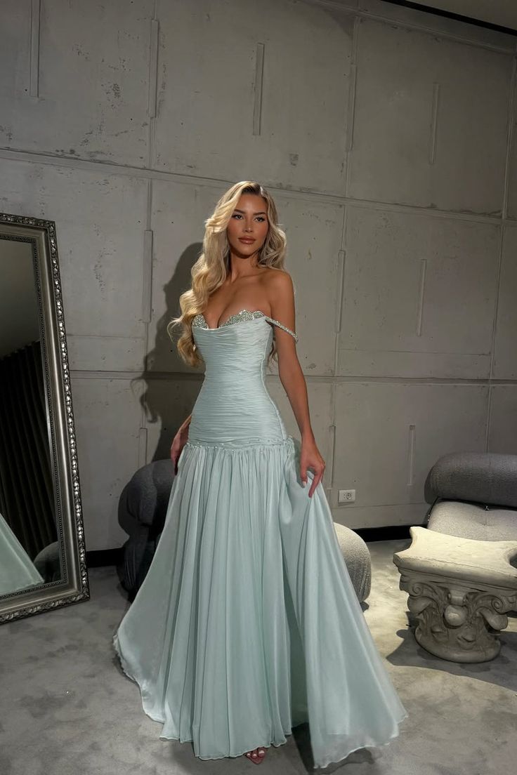 Baby Blue A-line Pleated Prom Dresses With beaded Details, Newest Prom – Berryera Baby Blue A-line Pleated Prom Dresses With beaded Details, Newest Prom – Berryera