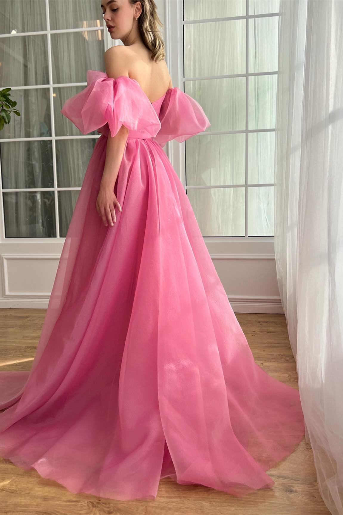 Pink Bubble Gown A line Prom Dresses Flowy Prom Dresses Newest Prom Berryera