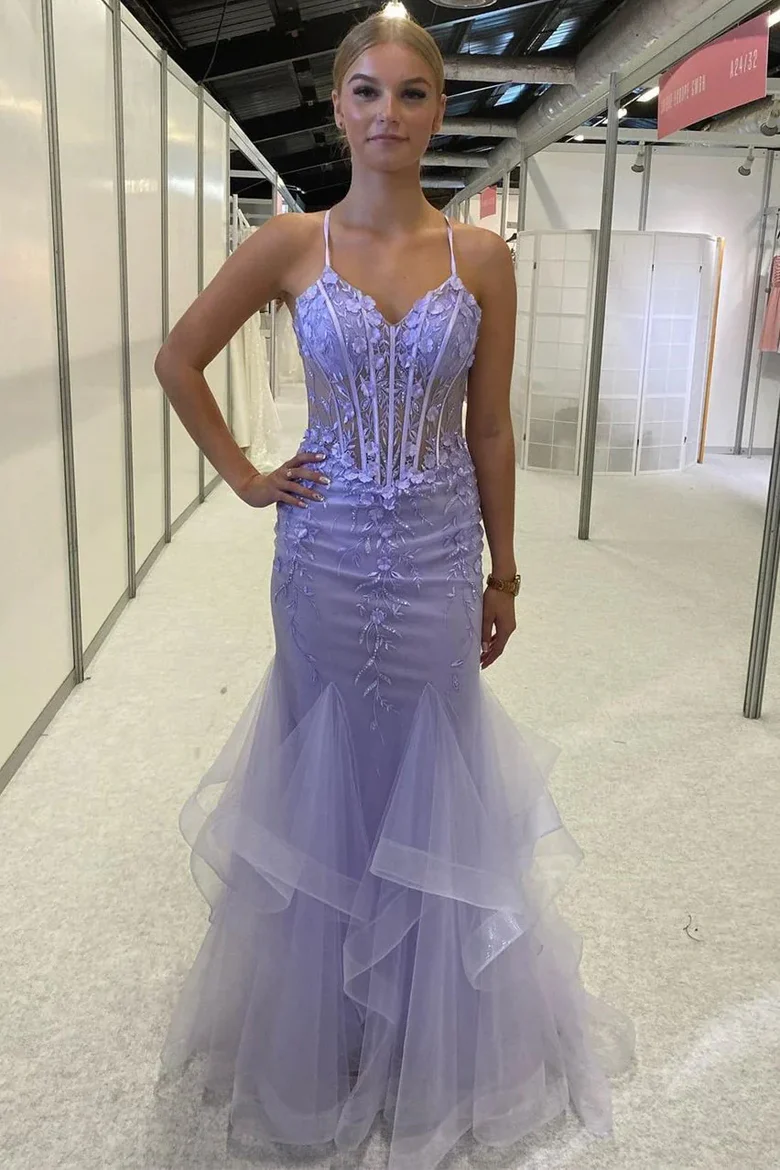 Spaghetti Straps Lace Prom Dresses, Mermaid 2025 Newest Long Prom Dresses, Wedding Party Dresses