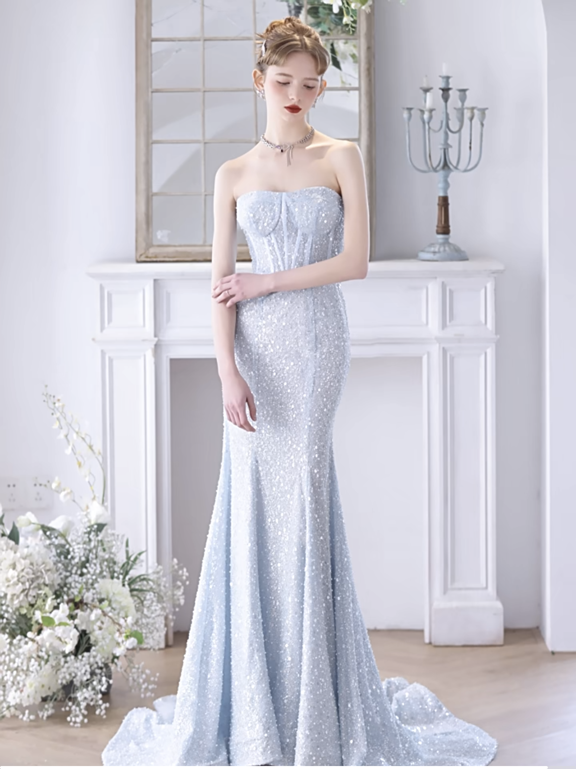 Spaghetti Straps Sequins Prom Dresses, Sequins Popular Wedding Dresses, Mermaid Newest 2023 Long Prom Dresses