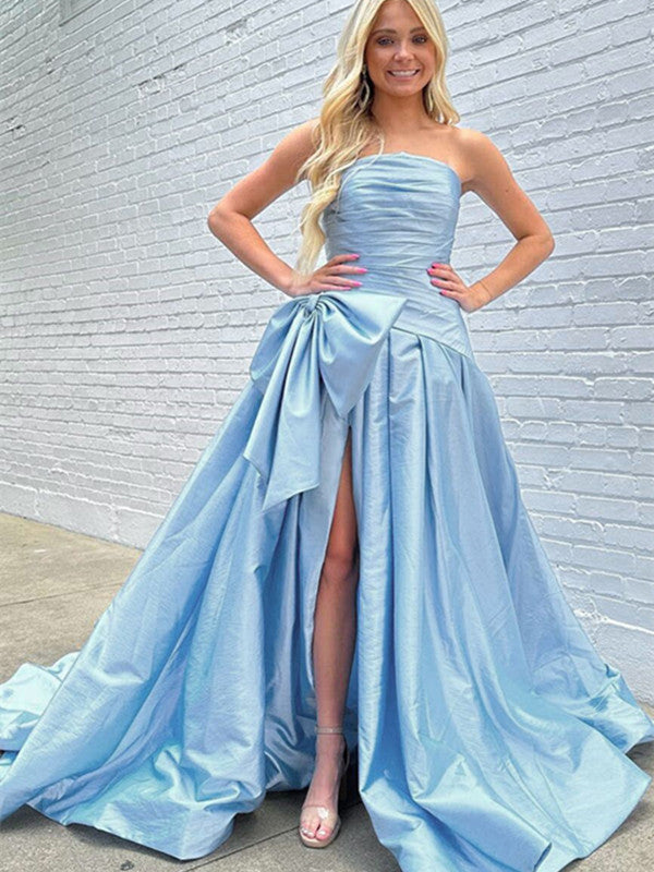Strapless A-line Girl Party Prom Dresses, Elegant Wedding Guest Dresses, Newest 2024 Long Prom Dresses
