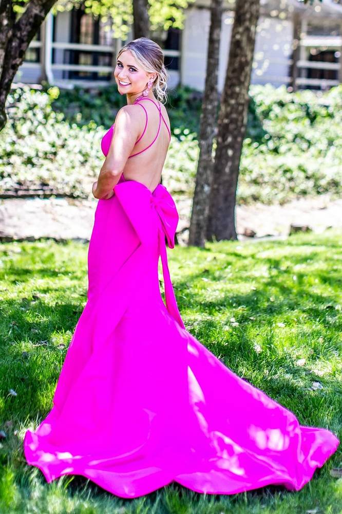 Elegant Wedding Guest Dresses, Hot Pink Newest Long Prom Dresses, Fashion Evening Party Dresses