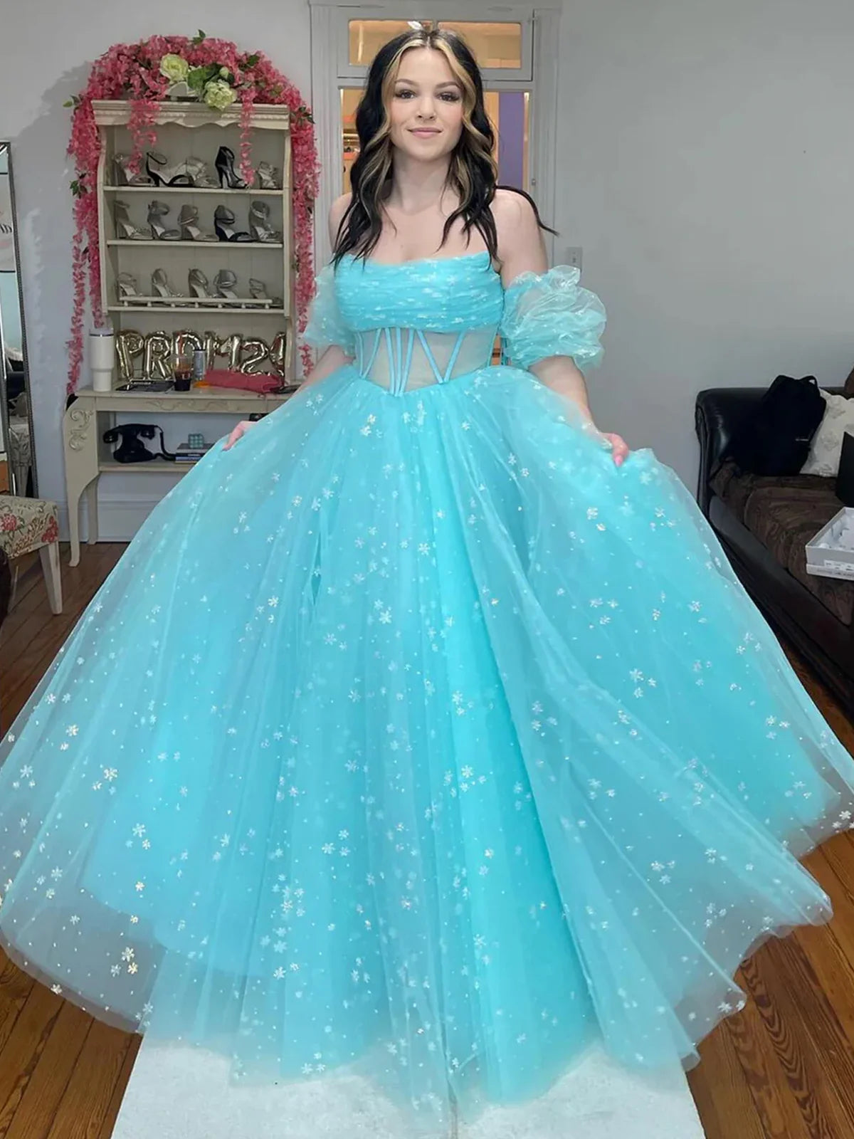 A-line Sweet Girl Party Newest Long Prom Dresses, Elegant 2025 Wedding Guest Dresses