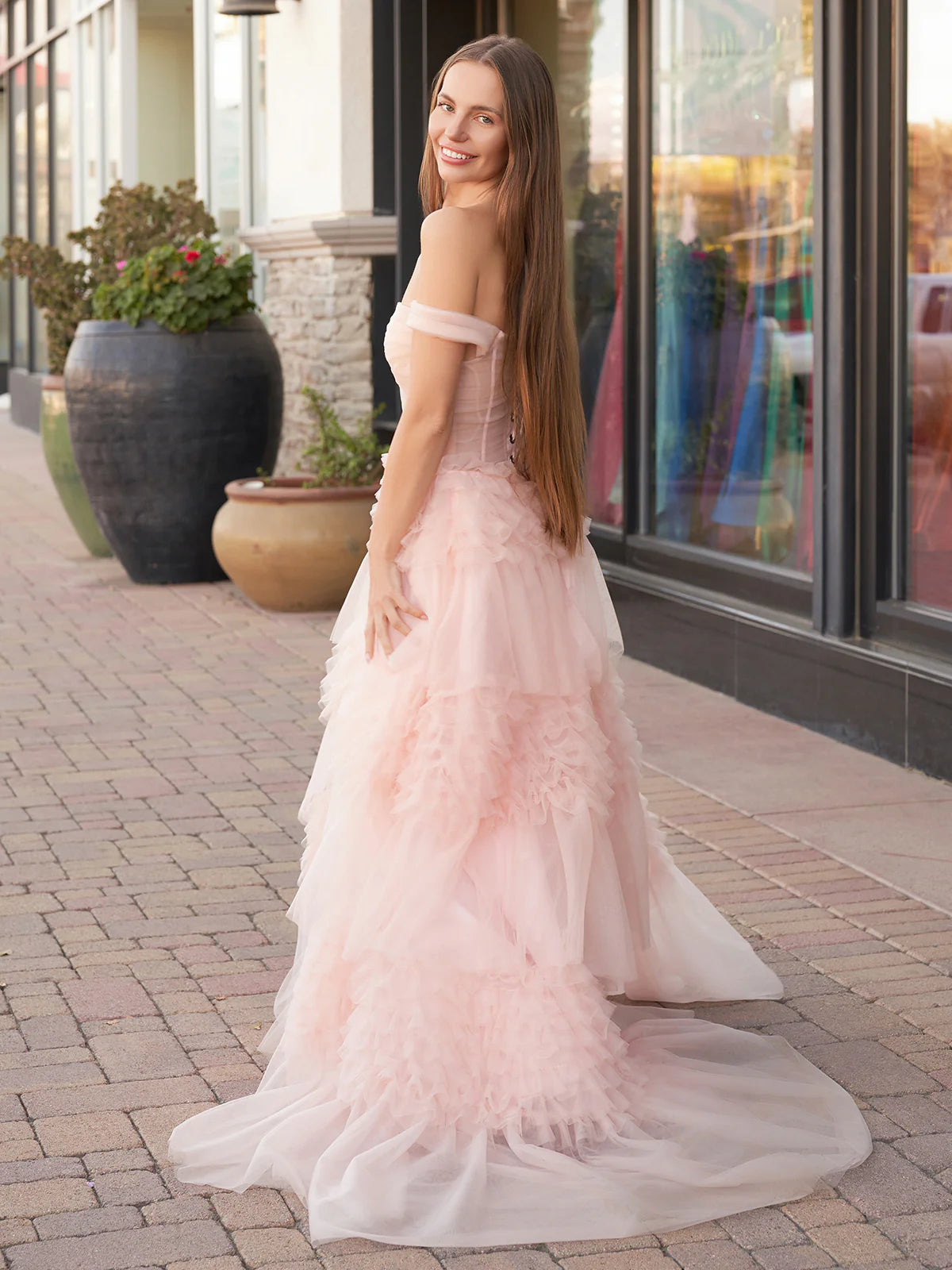 Off The Shoulder Elegant Wedding Dresses, A-line Tulle Newest Long Prom Dresses, Evening Party Dresses