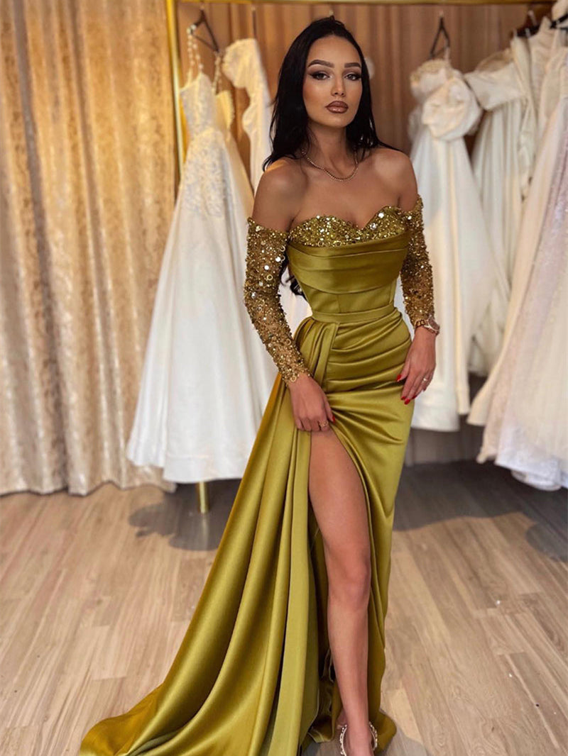 Sweetheart Noble Pickle Green Prom Dresses, Beaded Sequin Long Prom Dr Berryera Sweetheart Noble Pickle Green Prom Dresses, Beaded Sequin Long Prom Dr Berryera