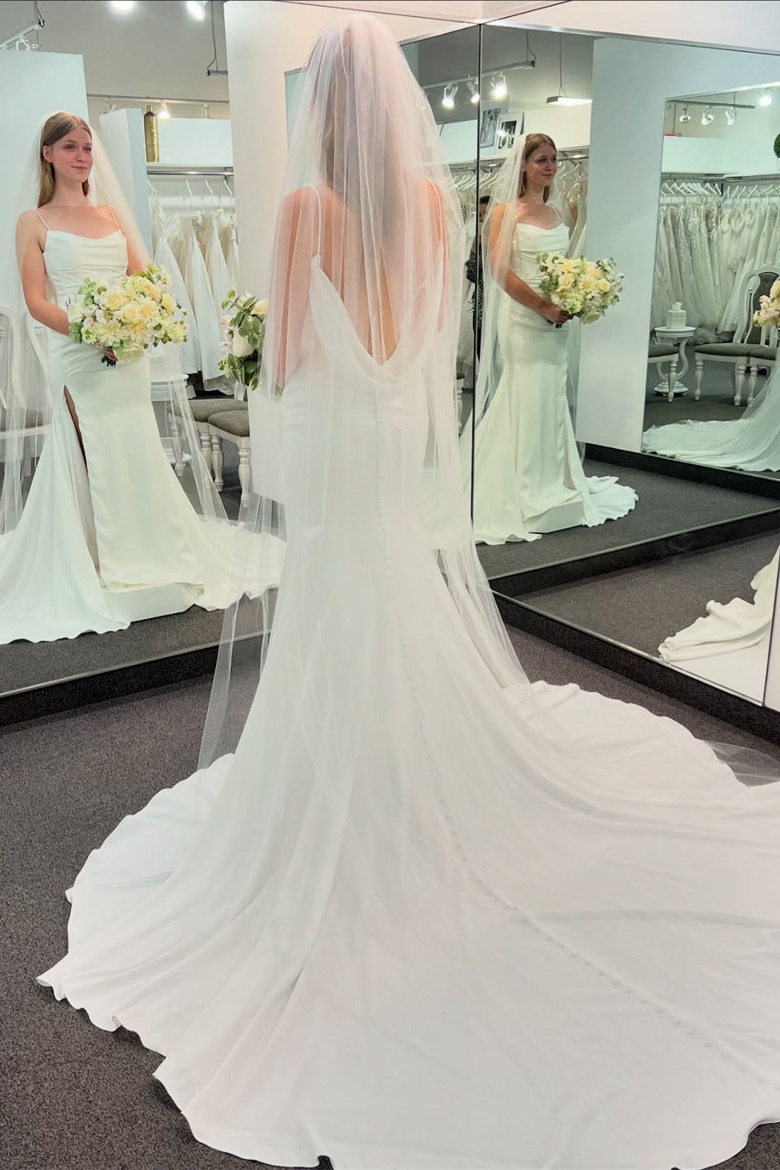 Spaghetti Long Sheath Soft Satin Wedding Dresses, Simple Elegant Wedding Dresses, Bridal Gown