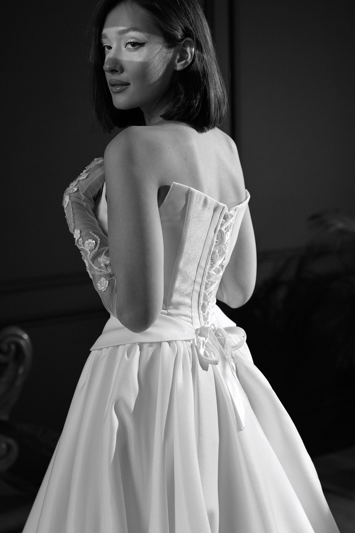 Classic Corset A-line Satin Wedding Dresses, Newest Wedding Dresses, Bridal Gown