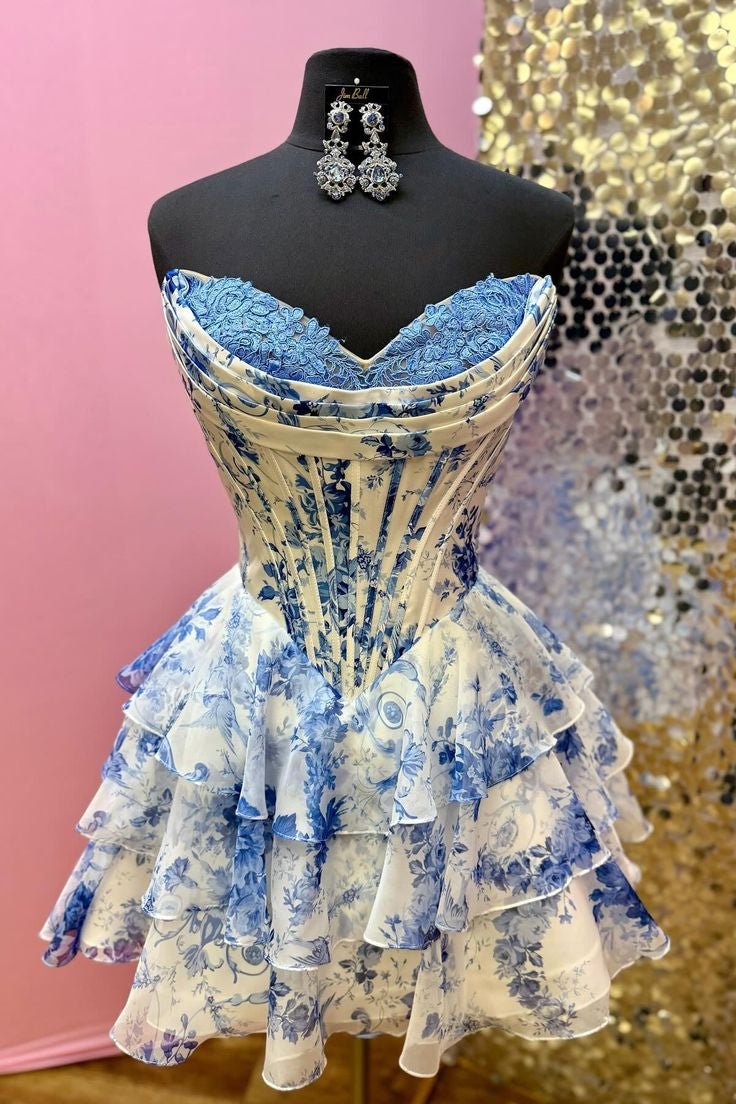 Sweetheart Cute Sky Cloud Mini Dresses With Bones, Short Prom Dresses, –  Berryera