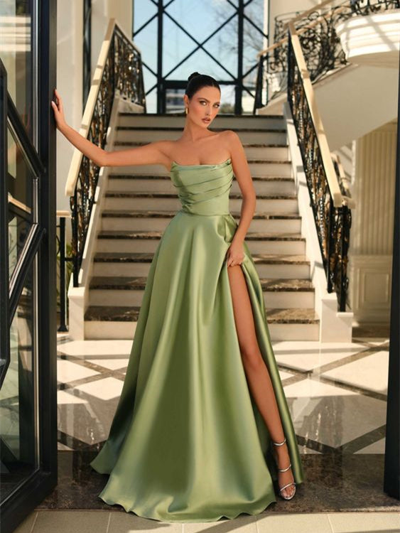 Strapless A-line Satin Prom Dresses, Newest Prom Dresses, 2024 Prom Dr Berryera Strapless A-line Satin Prom Dresses, Newest Prom Dresses, 2024 Prom Dr Berryera