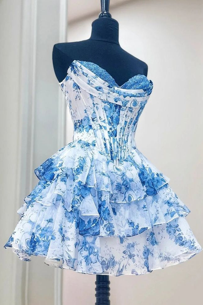 Sweetheart Cute Sky Cloud Mini Dresses With Bones, Short Prom Dresses, –  Berryera