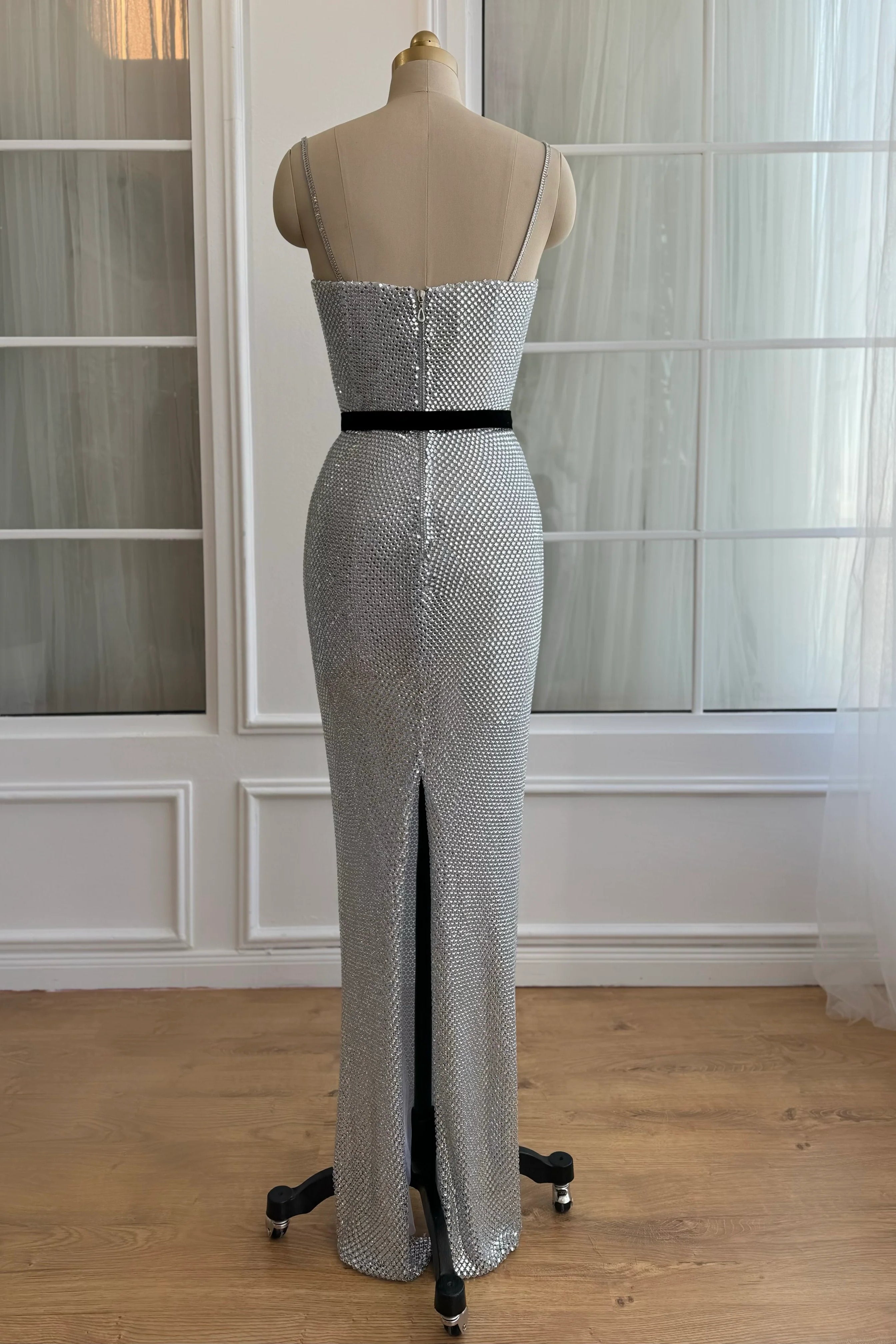 Spaghetti Sexy Silver Mermaid Maxi Dresses, Long Prom Dresses, Newest Prom Dresses, Party Dresses