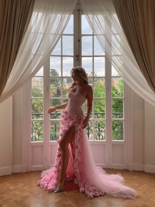 Strapless Pinky Rose Gown, Princess Dresses, Dreamy Prom Dresses, 2024 Prom Dresses