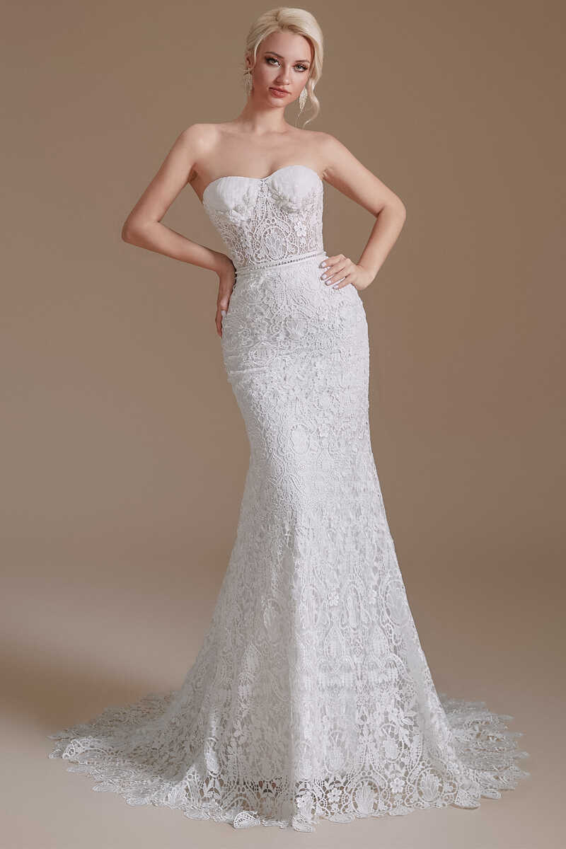 Strapless Sweetheart Wedding Dresses, Mermaid Lace Bridal Gowns, Newest Wedding Dresses