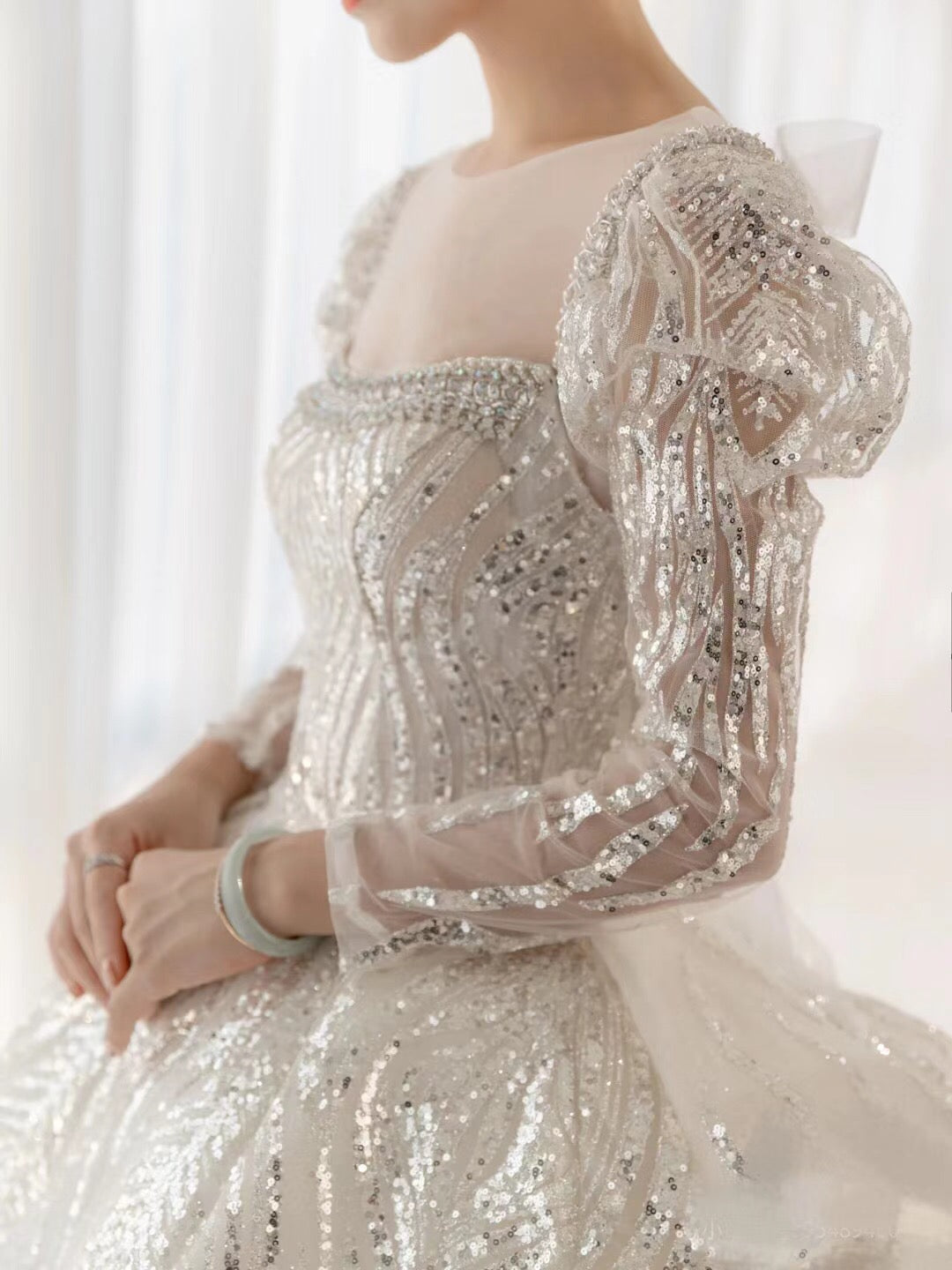 Long Sleeves Glitter Wedding Dresses, Luxury Shiny Quality Ball Bridal Berryera Long Sleeves Glitter Wedding Dresses, Luxury Shiny Quality Ball Bridal Berryera