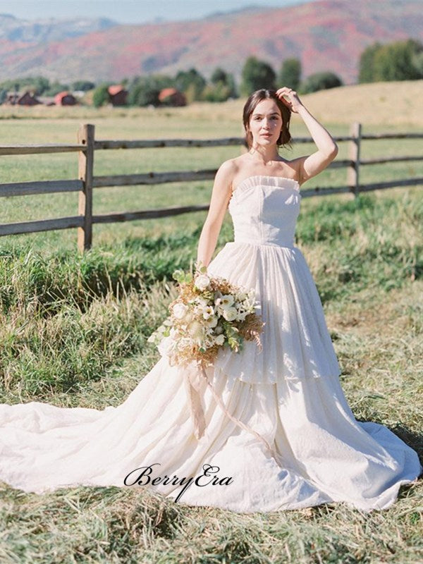Newest Strapless Wedding Dresses, A-line Elegant Wedding Dresses, Bridal Gowns