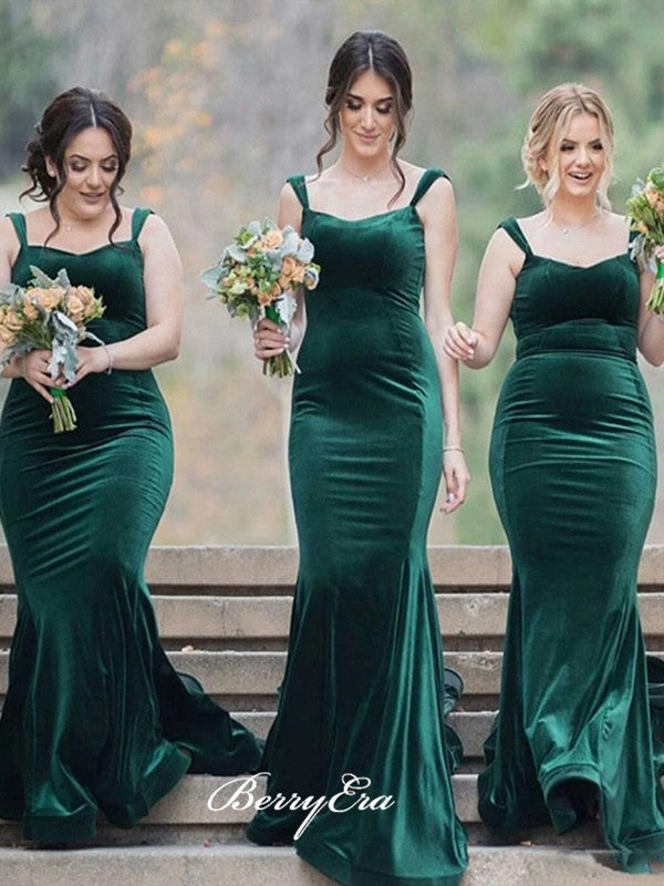 Mermaid Design Wedding Bridesmaid Dresses, Velvet Bridesmaid Dresses