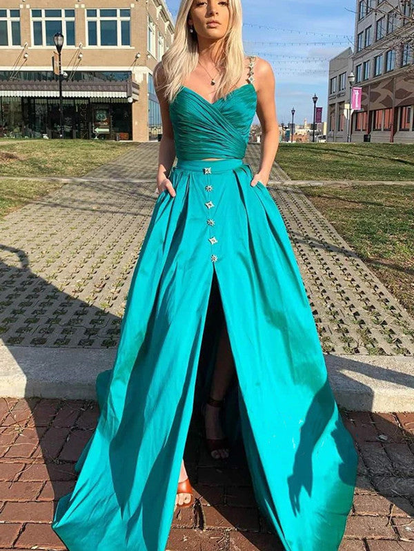 Evening Party Long Prom Dresses, 2020 Prom Dresses, Two Pieces Prom Dresses