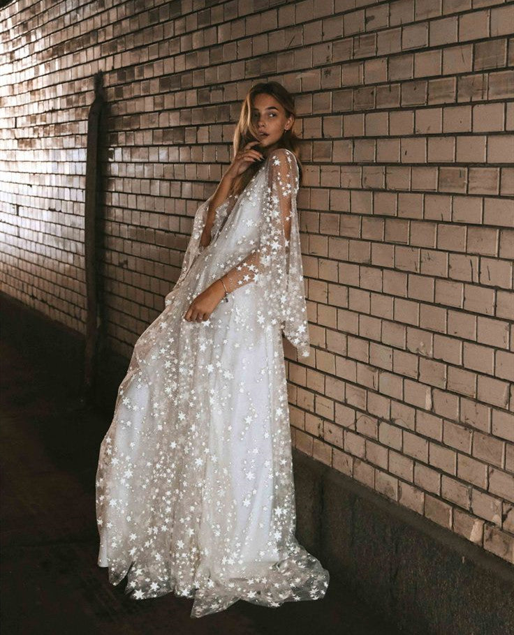 Deep V Neck Stars Design Wedding Dresses, Beach Wedding Dresses, Newes Berryera Deep V Neck Stars Design Wedding Dresses, Beach Wedding Dresses, Newes Berryera