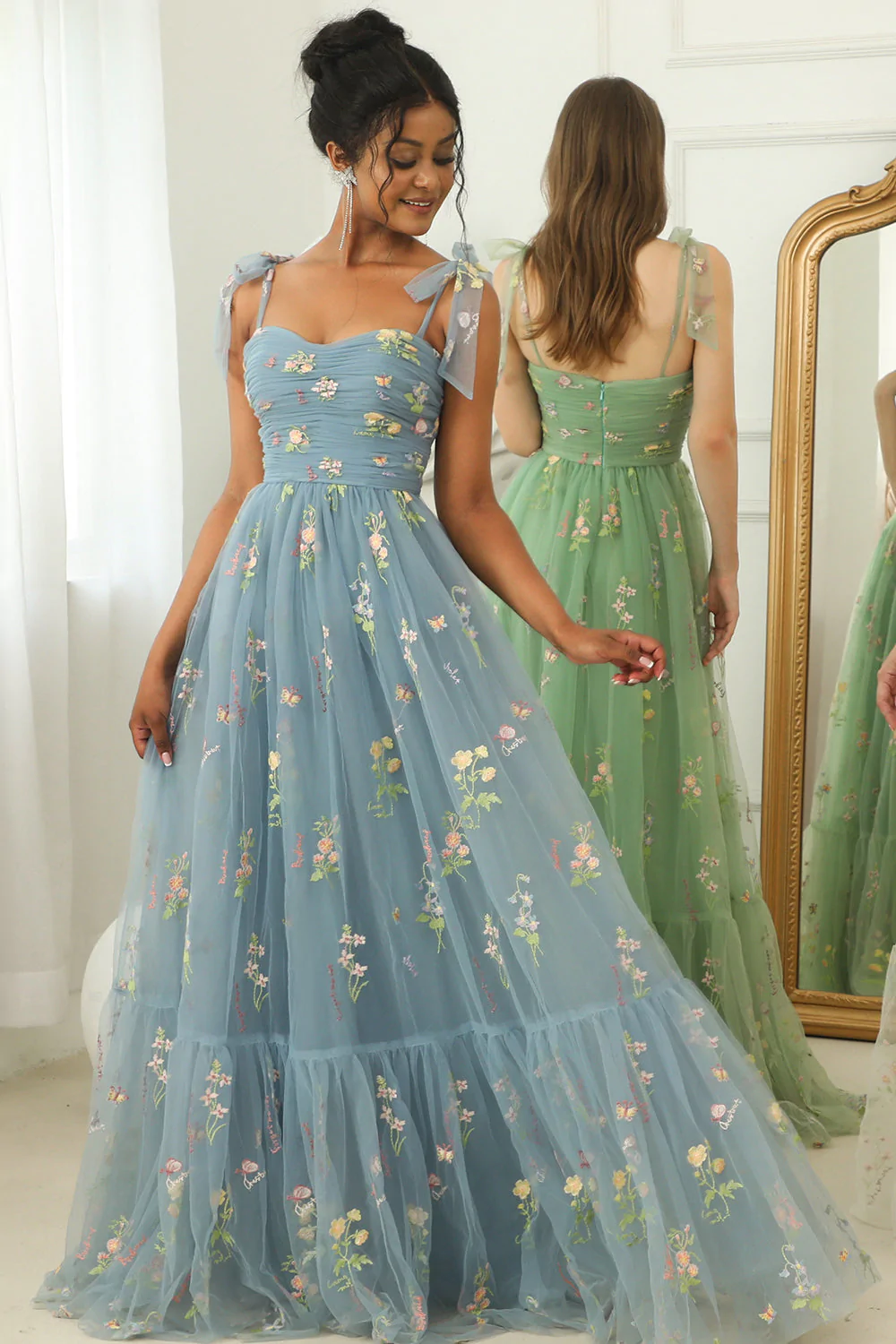 Embroidery Long Prom Dress， Newest A-line 2023 Prom Dresses, Girl Grad –  Berryera
