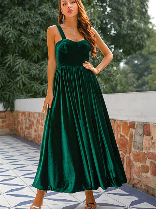 A-line Popular Velvet Holiday Party Dresses, Simple 2023 Long Prom Dre Berryera A-line Popular Velvet Holiday Party Dresses, Simple 2023 Long Prom Dre Berryera