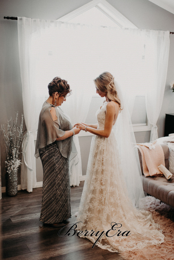 V-neck Lace Wedding Dresses, A-line Wedding Dresses, Gorgeous Bridal Gown
