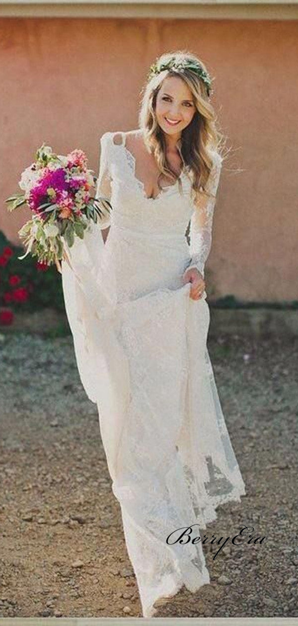 Long Sleeves Wedding Dresses, Popular Lace Wedding Dresses