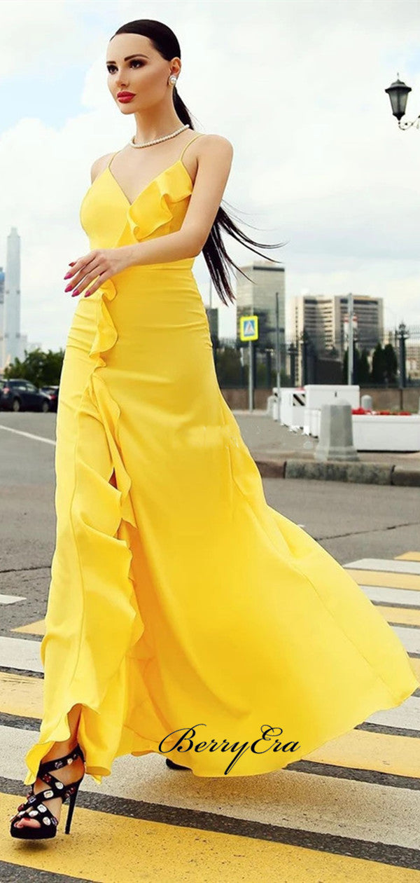 Spaghetti Straps Fashion 2020 Prom Dresses, Fancy Long Party Prom Dresses