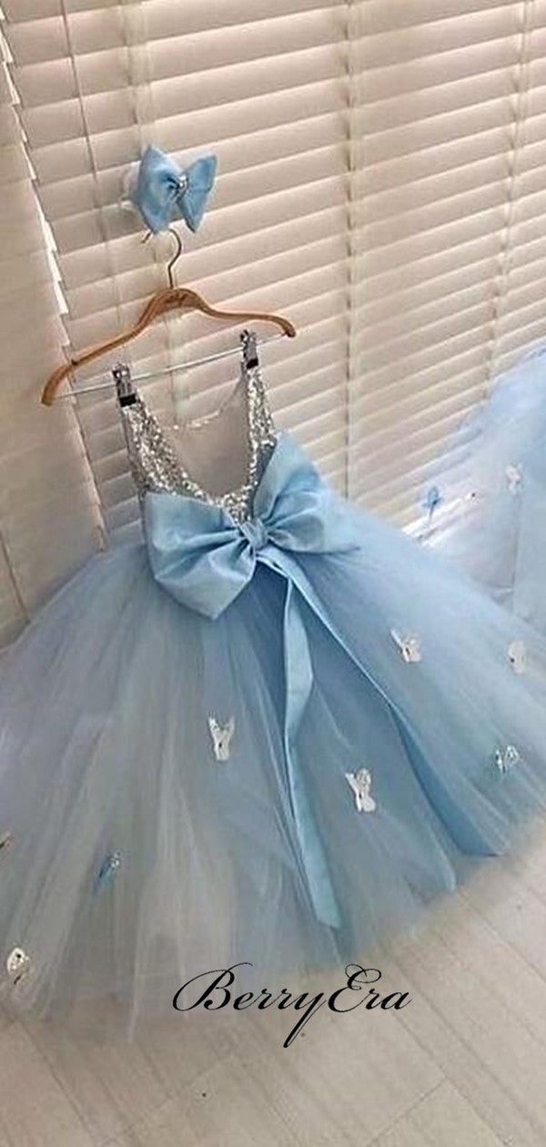 Sequins A-line Princess Wedding Tulle Flower Girl Dresses