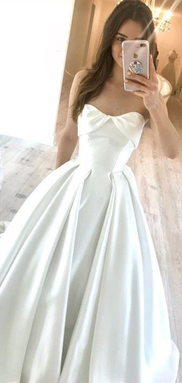2020 Strapless Wedding Dresses, Simple A-line Wedding Dresses