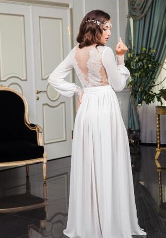 Long Sleeves Simple Wedding Dresses, Lace Sexy 2020 Wedding Dresses