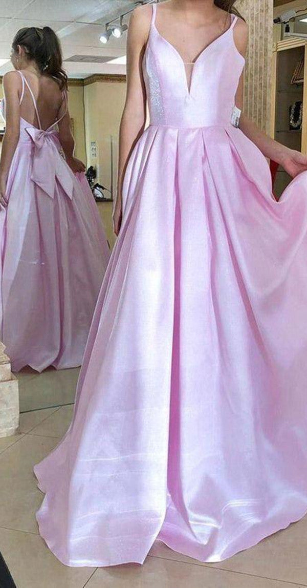 A-line Pink Prom Dresses, Long Prom Dresses 2020, Newest Prom Dresses