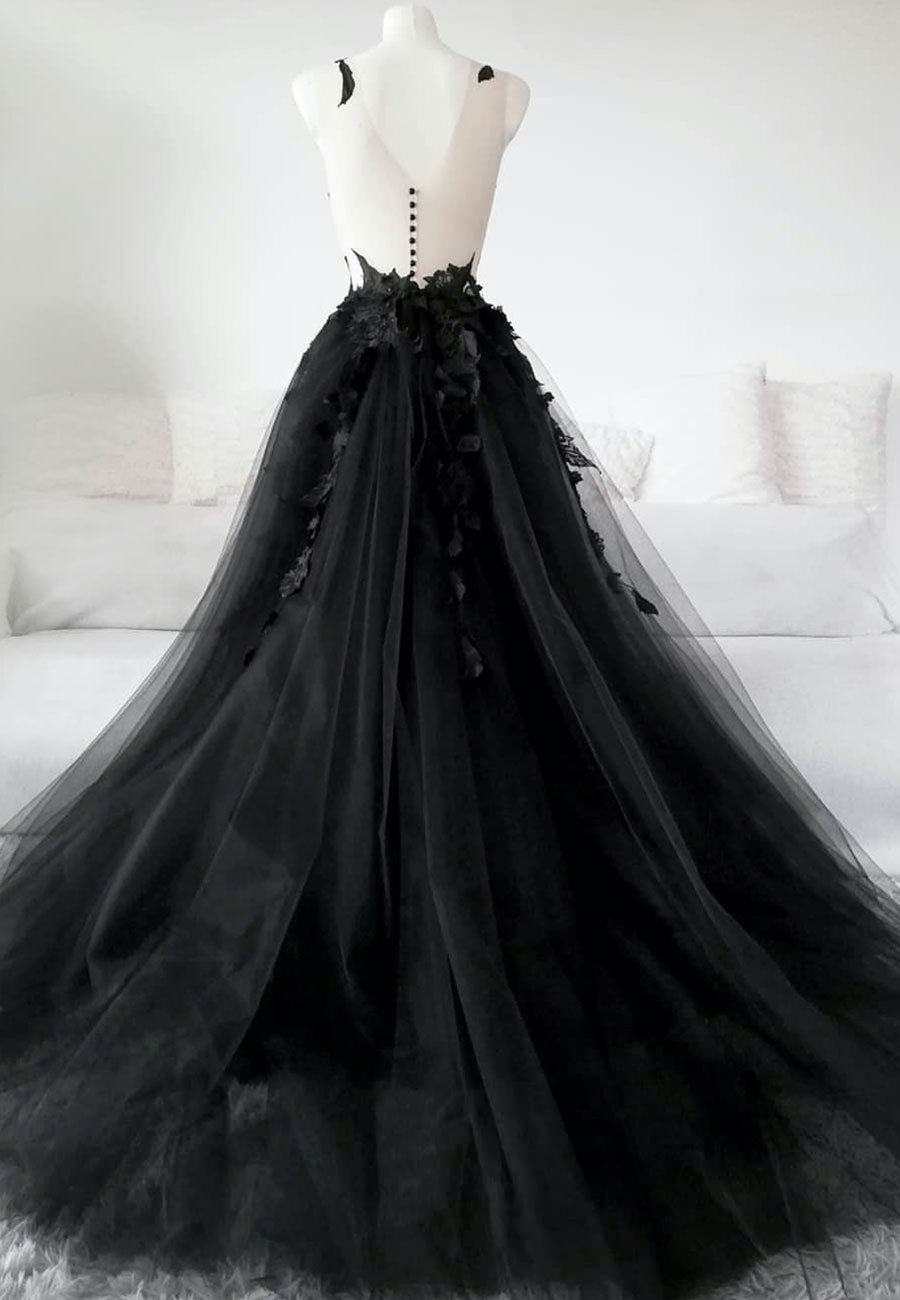 Spaghetti Straps Lace Prom Dresses, A-line Elegant Newest Long Prom Dresses