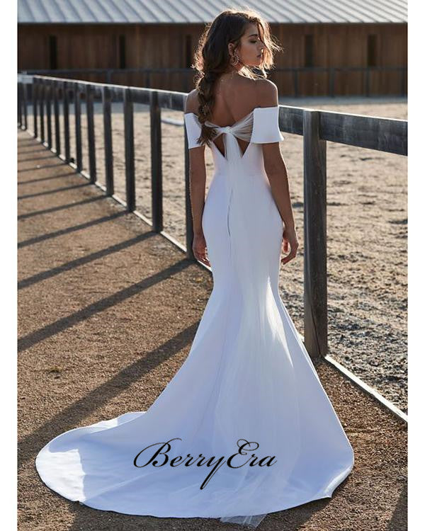 Off The Shoulder Wedding Dresses 2019, Modest Elegant Mermaid Bridal Gown