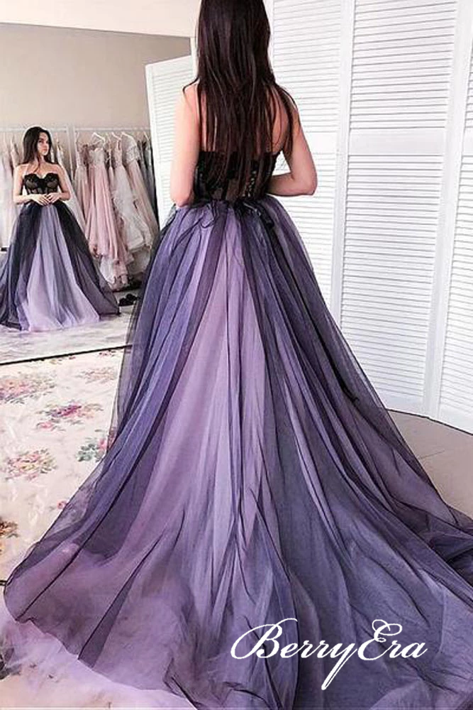 Sweetheart Long A-line Lace Tulle Prom Dresses, Long Prom Dresses, Popular Affordable Prom Dresses