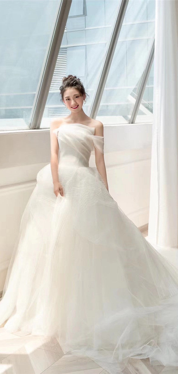 Newest Off The Shoulder Bridal Gowns, A-line Princess Popular Wedding Dresses