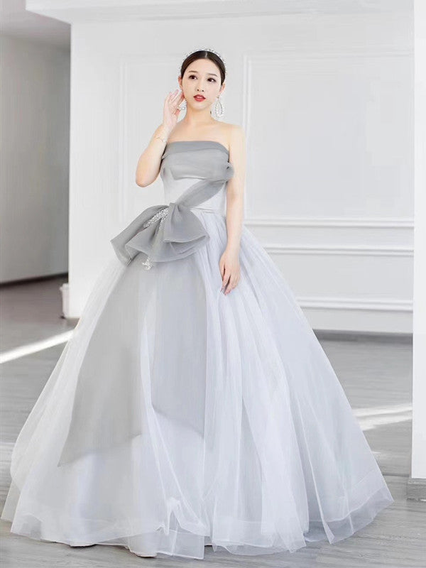 Strapless Newest A Line Wedding Dresses, 2021 Popular Bridal Gowns, Tulle Wedding Dresses