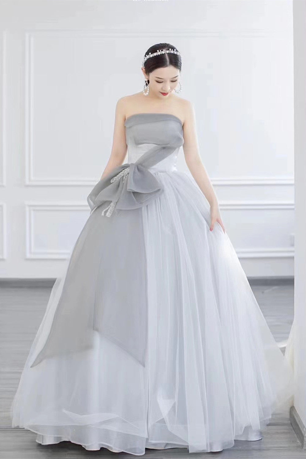 Strapless Newest A Line Wedding Dresses, 2021 Popular Bridal Gowns, Tulle Wedding Dresses
