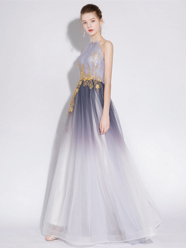 Halter Gradient Sequin Lace Prom Dresses, Newest 2021 Prom Dresses, Affordable Prom Dresses, A-line Prom Dresses