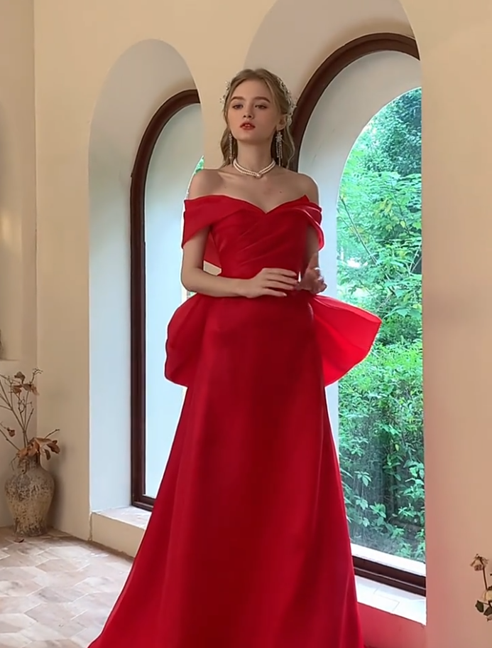Off Shoulder Red  Long Mermaid Prom Dresses, Lovely Long Prom Dresses, 2021 Prom Dresses