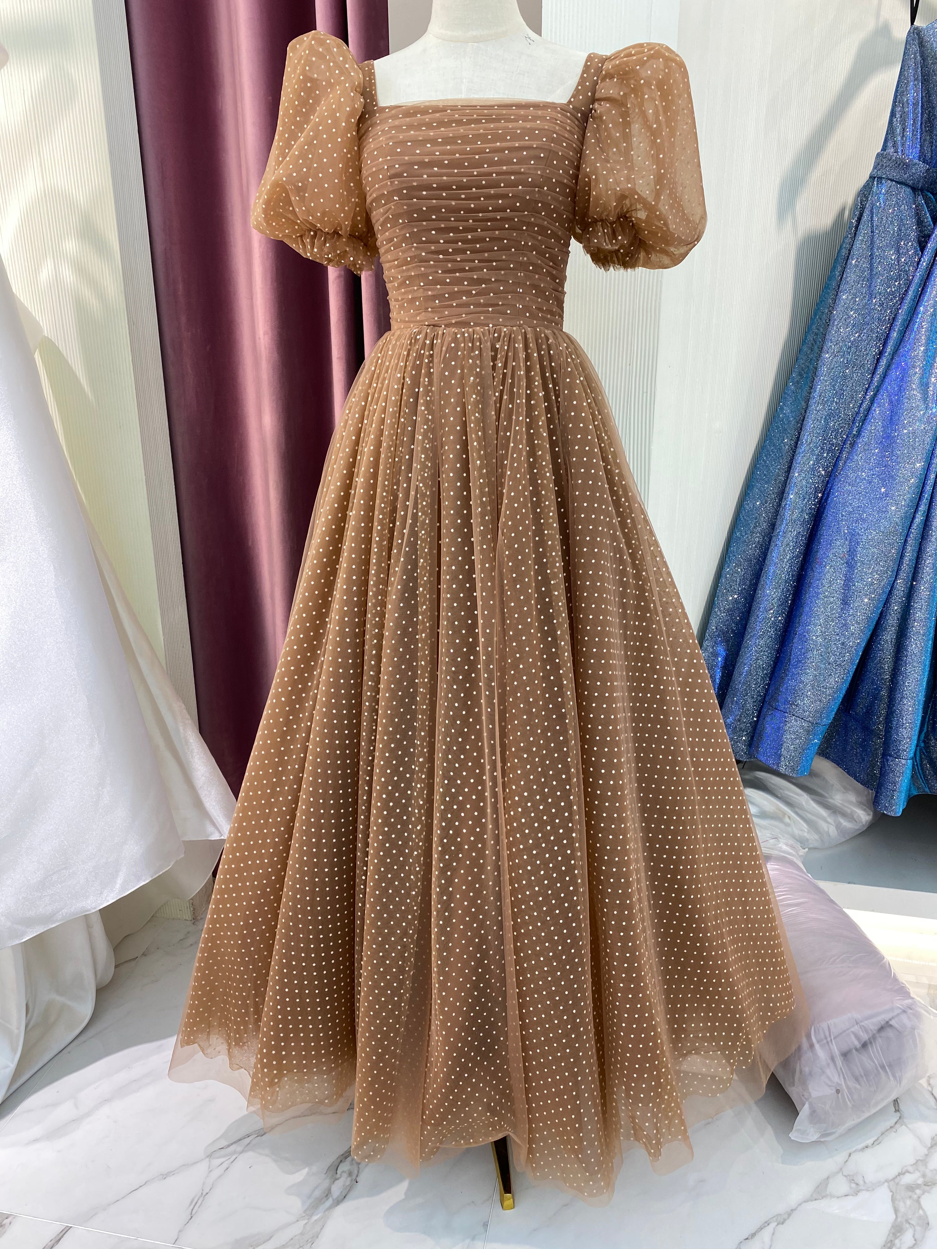 Custom link for bubble sleeves burgundy floor length dress