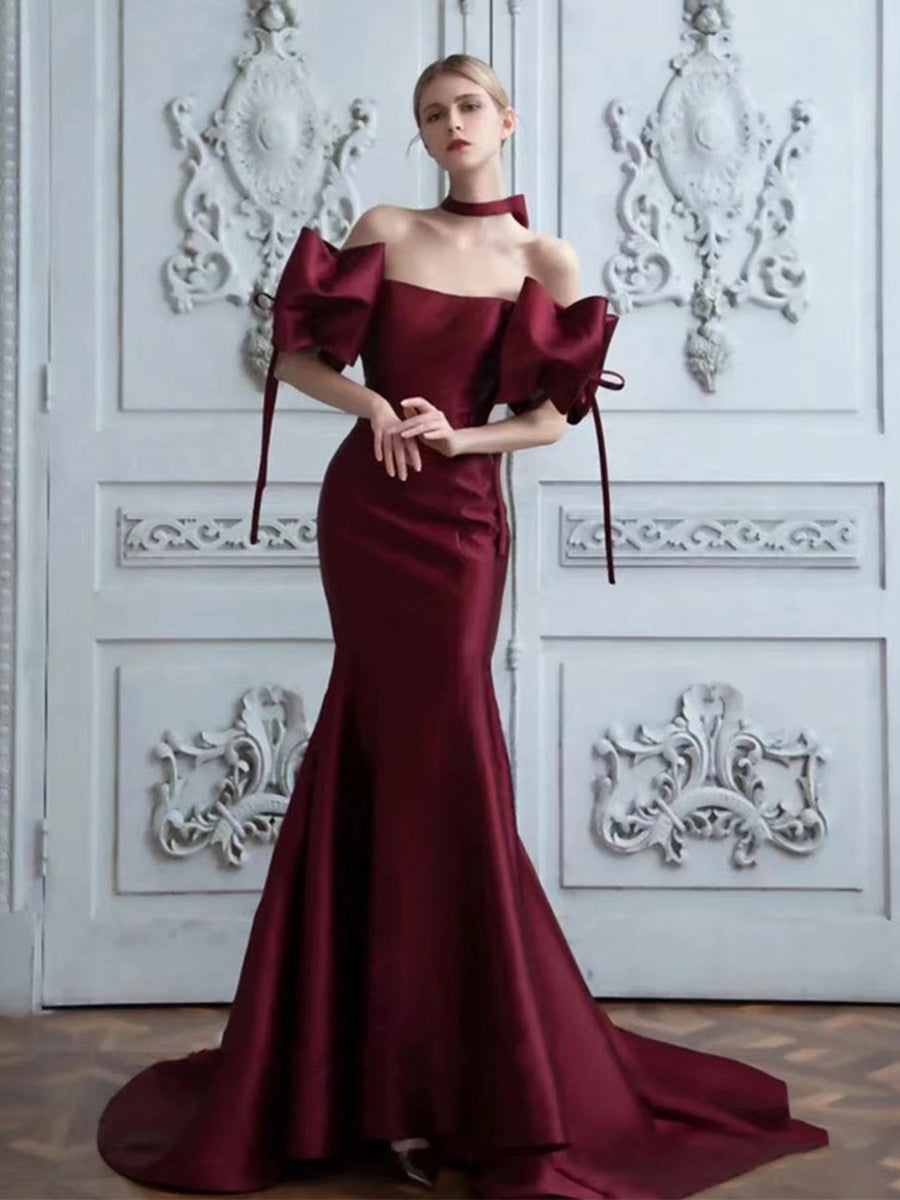 Wine Red Mermaid Satin Prom Dresses, Rosie Long Prom Dresses, Newest P Berryera Wine Red Mermaid Satin Prom Dresses, Rosie Long Prom Dresses, Newest P Berryera
