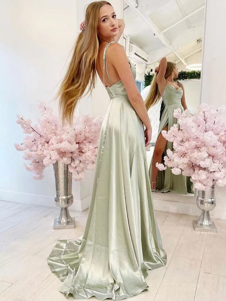 Side Silt Newest Simple Prom Dresses, A-line 2022 Long Prom Dresses, Fashion Prom Dresses
