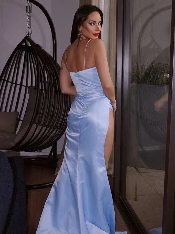 High Side Slit Long Prom Dresses, Sexy 2022 Newest Prom Dresses, Evening Party Girl Dresses