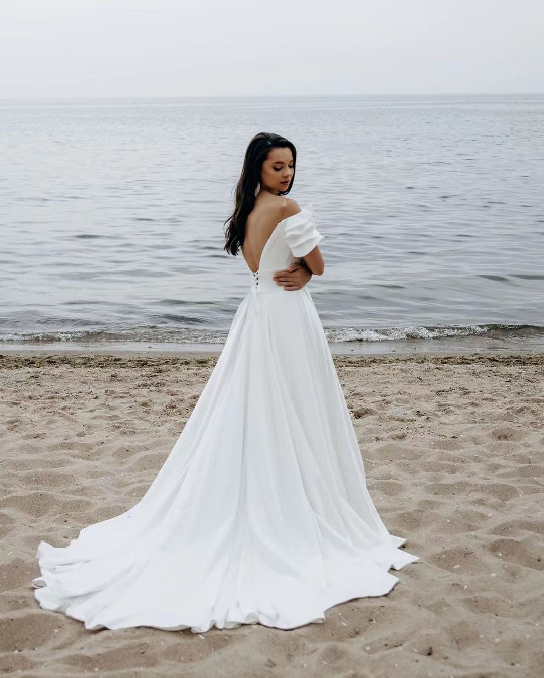 A-line off Shoulder Wedding Dresses, Popular Beach Wedding Dresses, 2022 Newest Bridal Gowns
