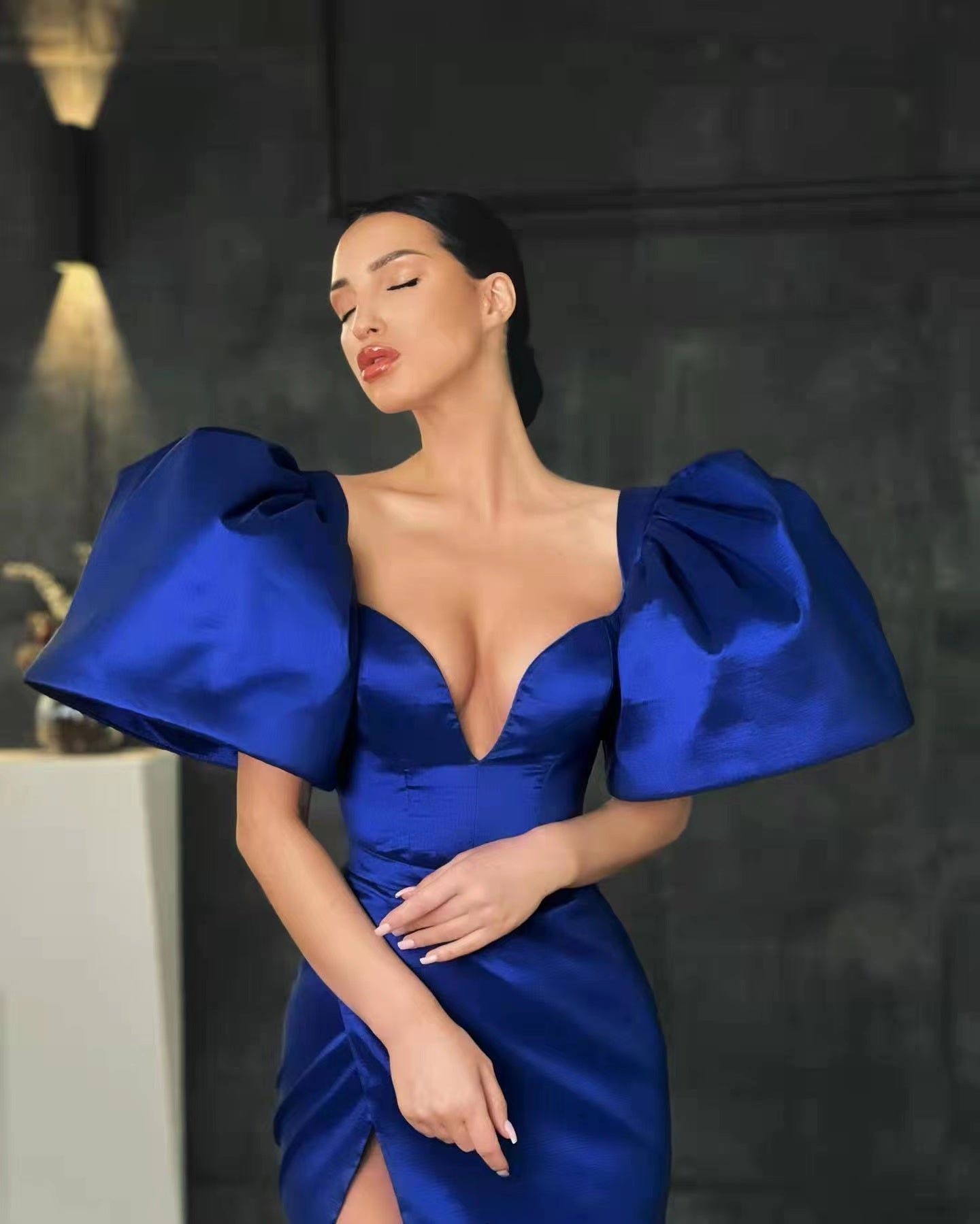 Newest Mermaid Design Long Prom Dresses, Royal Blue Side Slit Evening Dresses, Graduation Party 2022 Girl Dresses