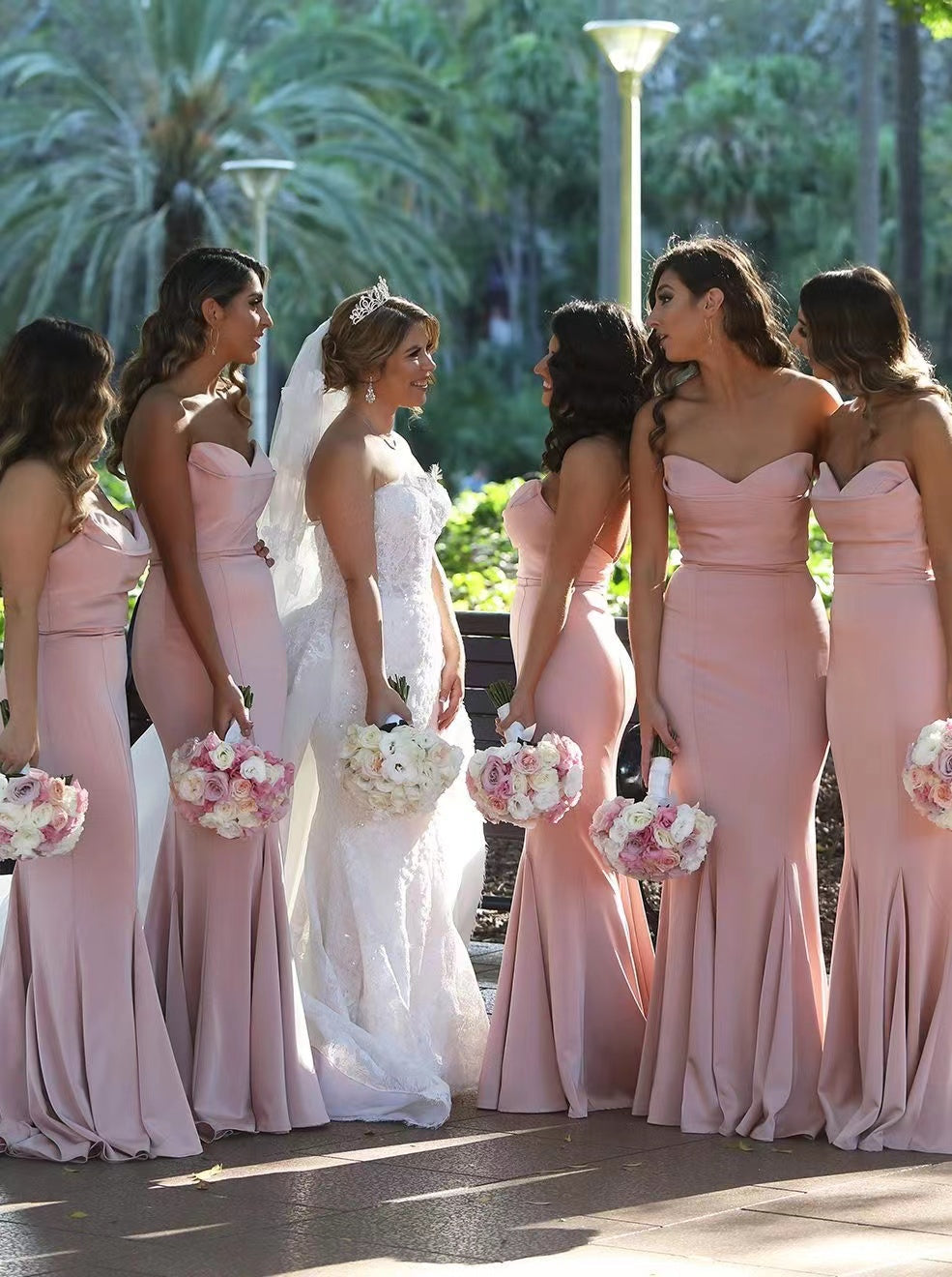 Strapless Popular Wedding Guest Dresses, Mermaid Bridal Bridesmaid Dresses, Long Prom Dresses