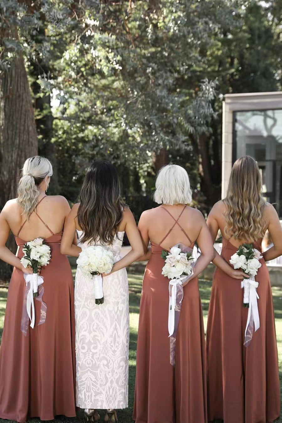Side Slit Wedding Bridesmaid Dresses, Spaghetti Straps Bridal Party Dresses, Long Prom Dresses