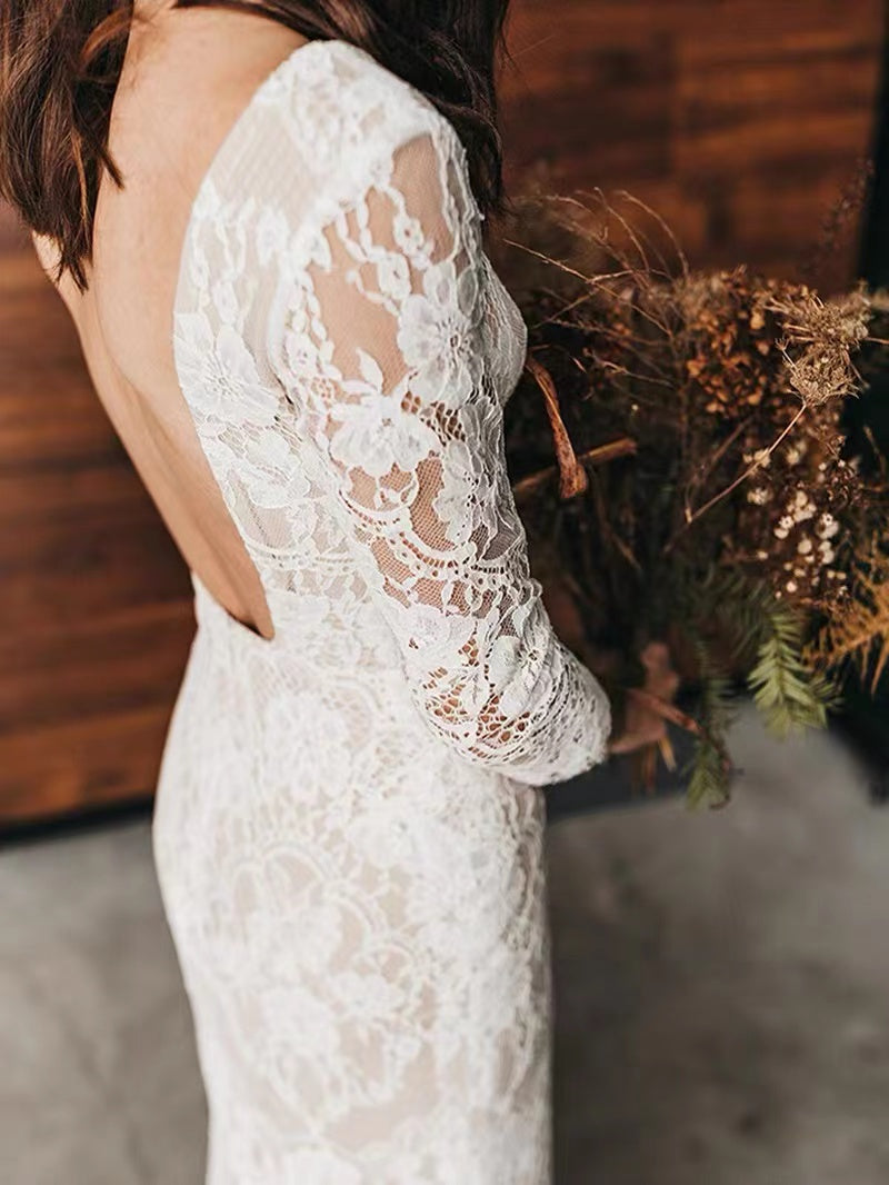 Open Back Popular Bridal Gowns, Lace Mermaid 2022 Wedding Dresses, Newest Bridal Gowns